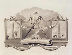 Theorie van schaal met een obelisk als voorbeeld, gegraveerd door Pickett door Humphry Repton